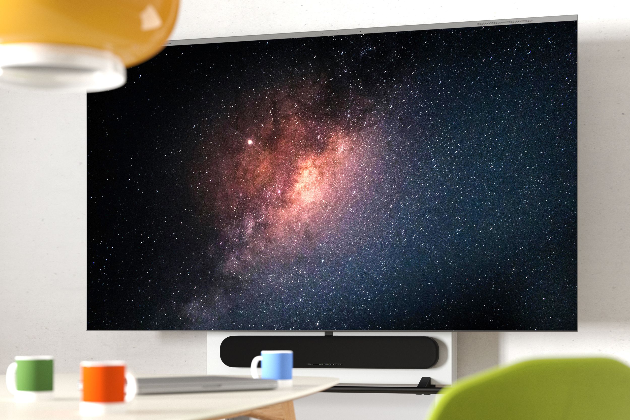 VS-S-P3 wall-mounted display with stunning 4K resolution for viewing images of galaxies—perfectly intuitive for schools and classrooms.
