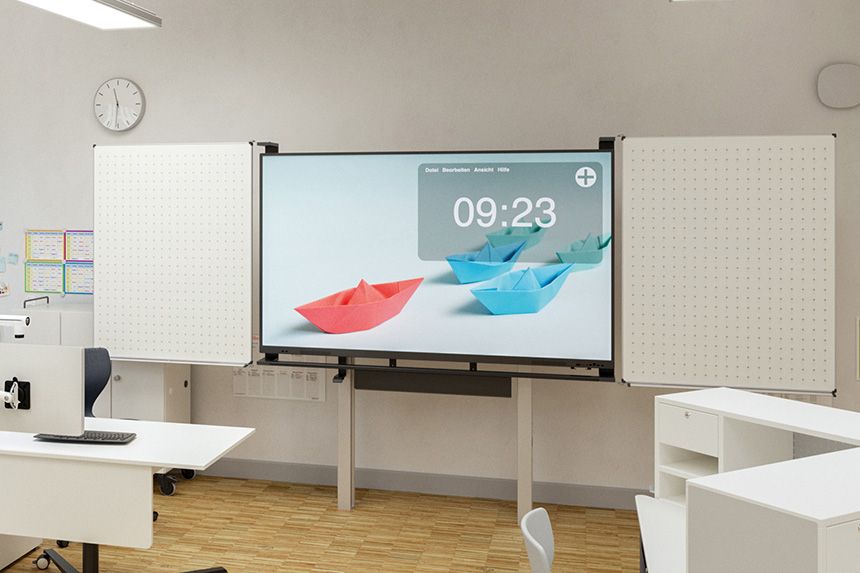 Tabletop display with electric height adjustment
