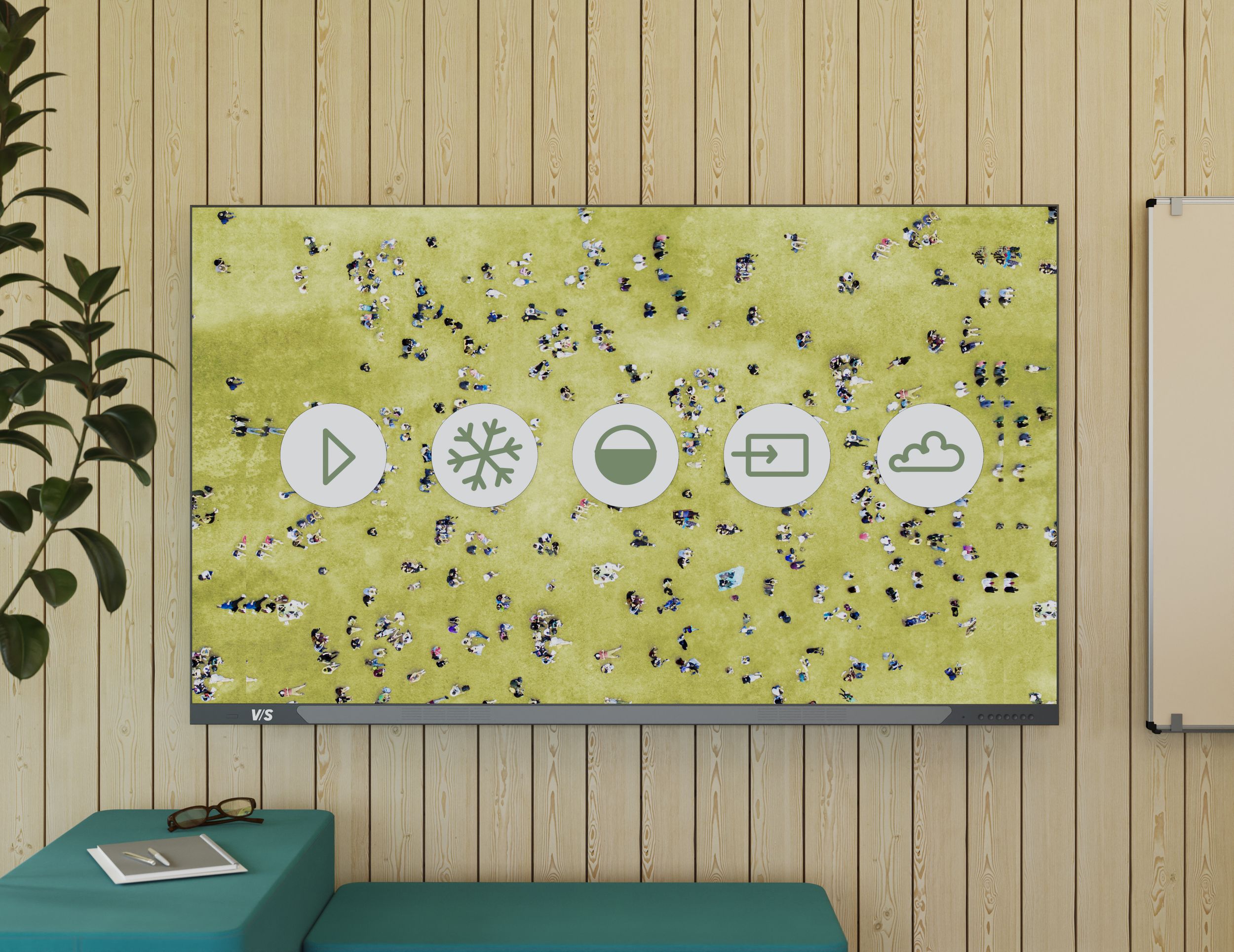 VS-SIGN display with various functions shown on screen