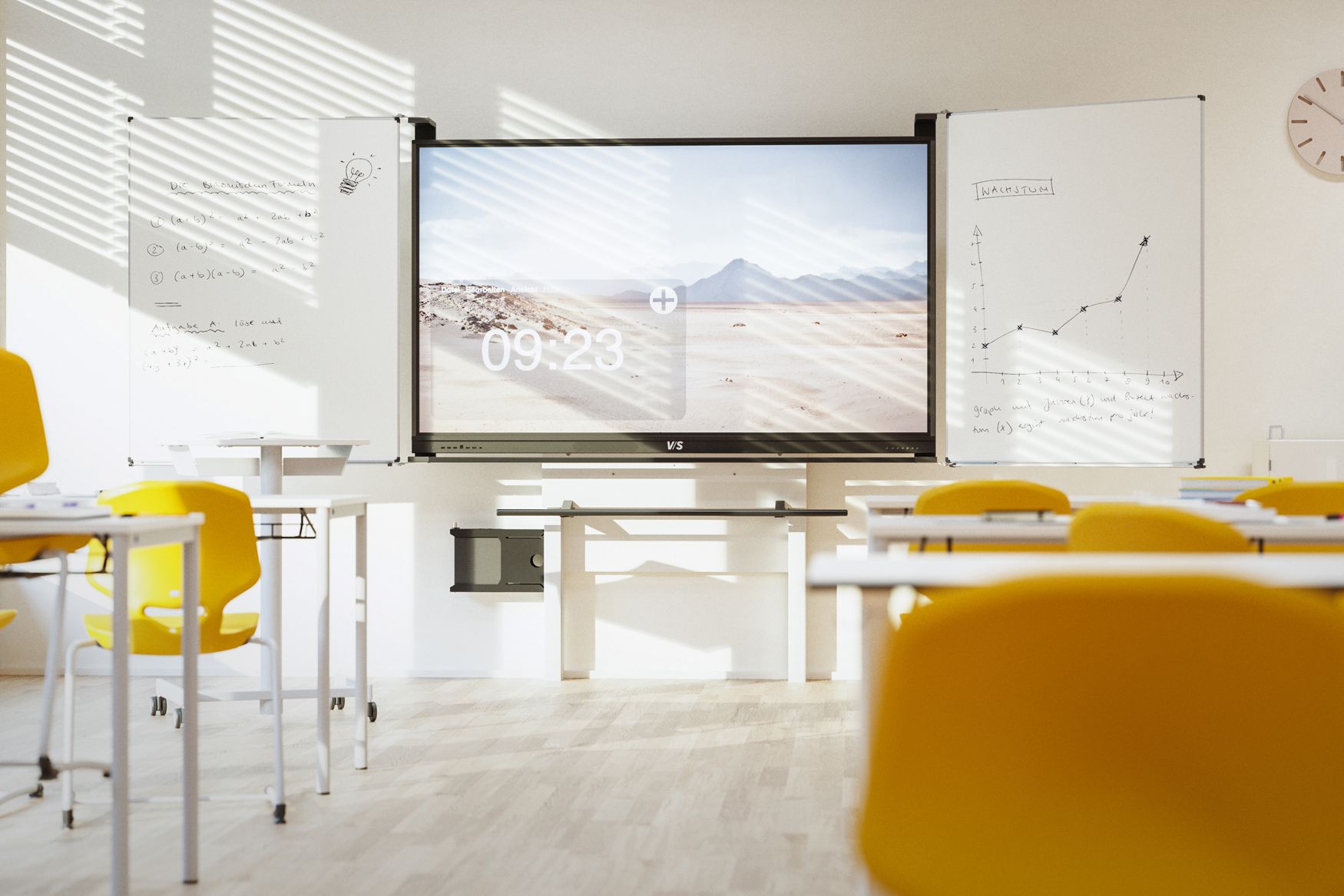 VS DUAL display with whiteboard wings in the classroom