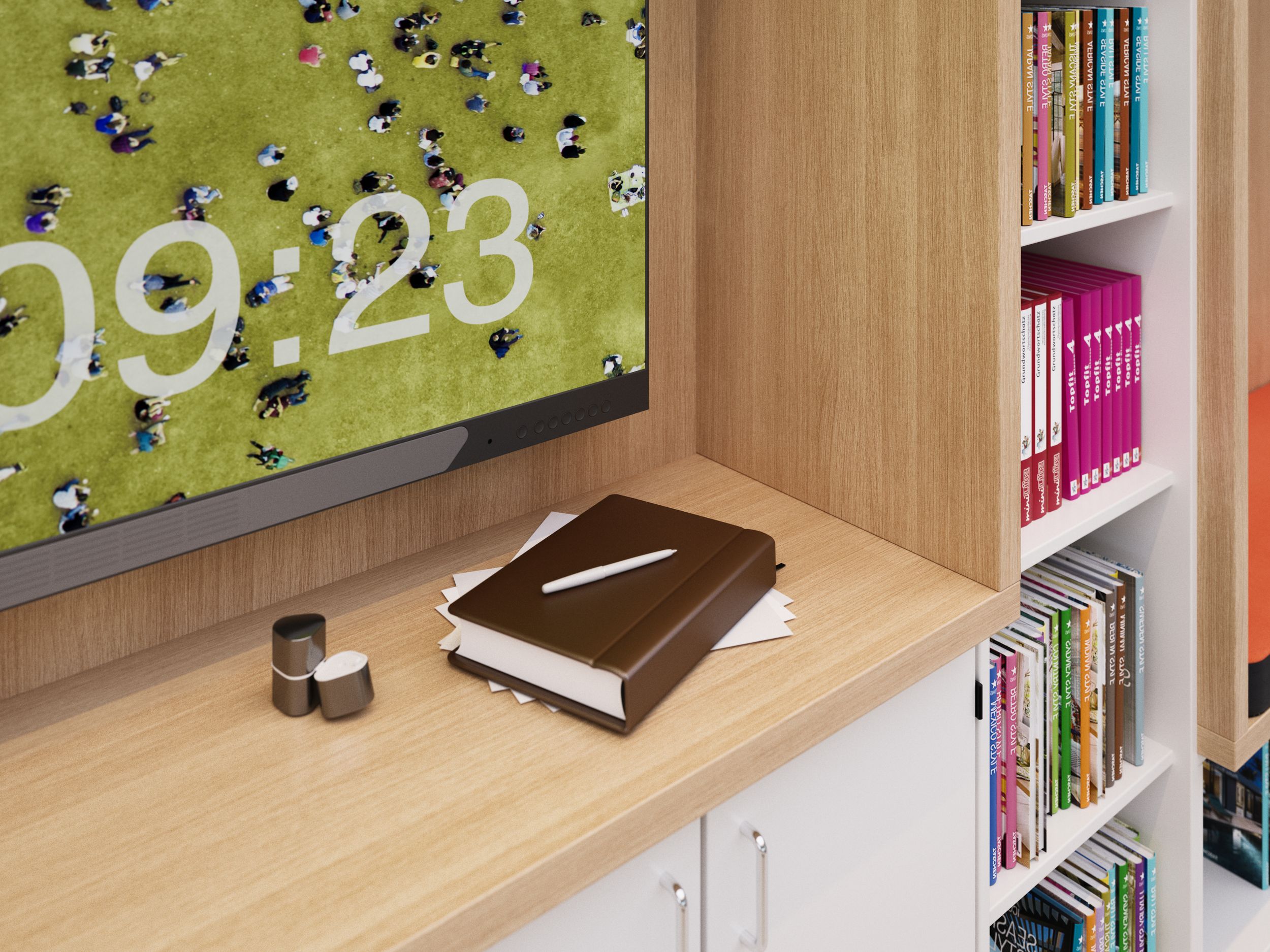 Detail of the VS-SIGN display built into a recess in the 800 series wall unit from VS
