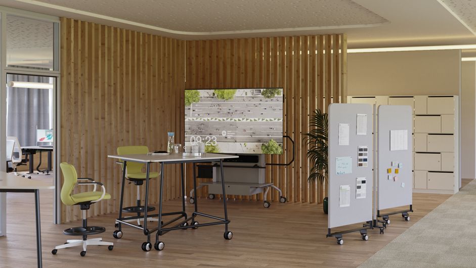 Flexible workspace with a mobile display