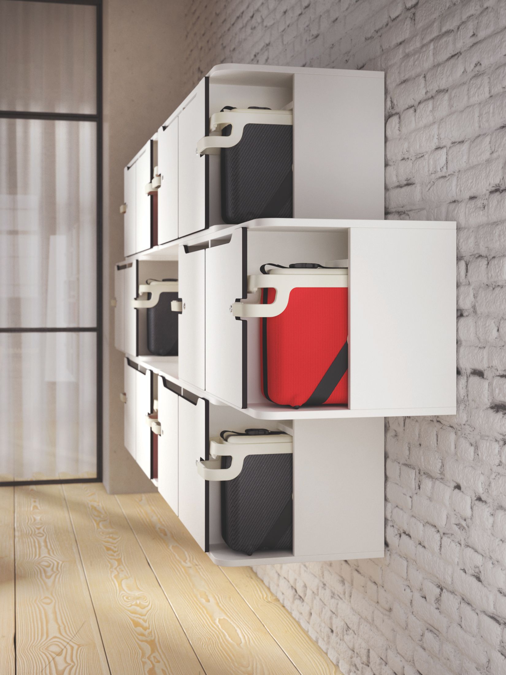 Der abschließbare Locker-Schrank eddy-Lockin von VS für Wertsachen und die Tooltasche eddy.