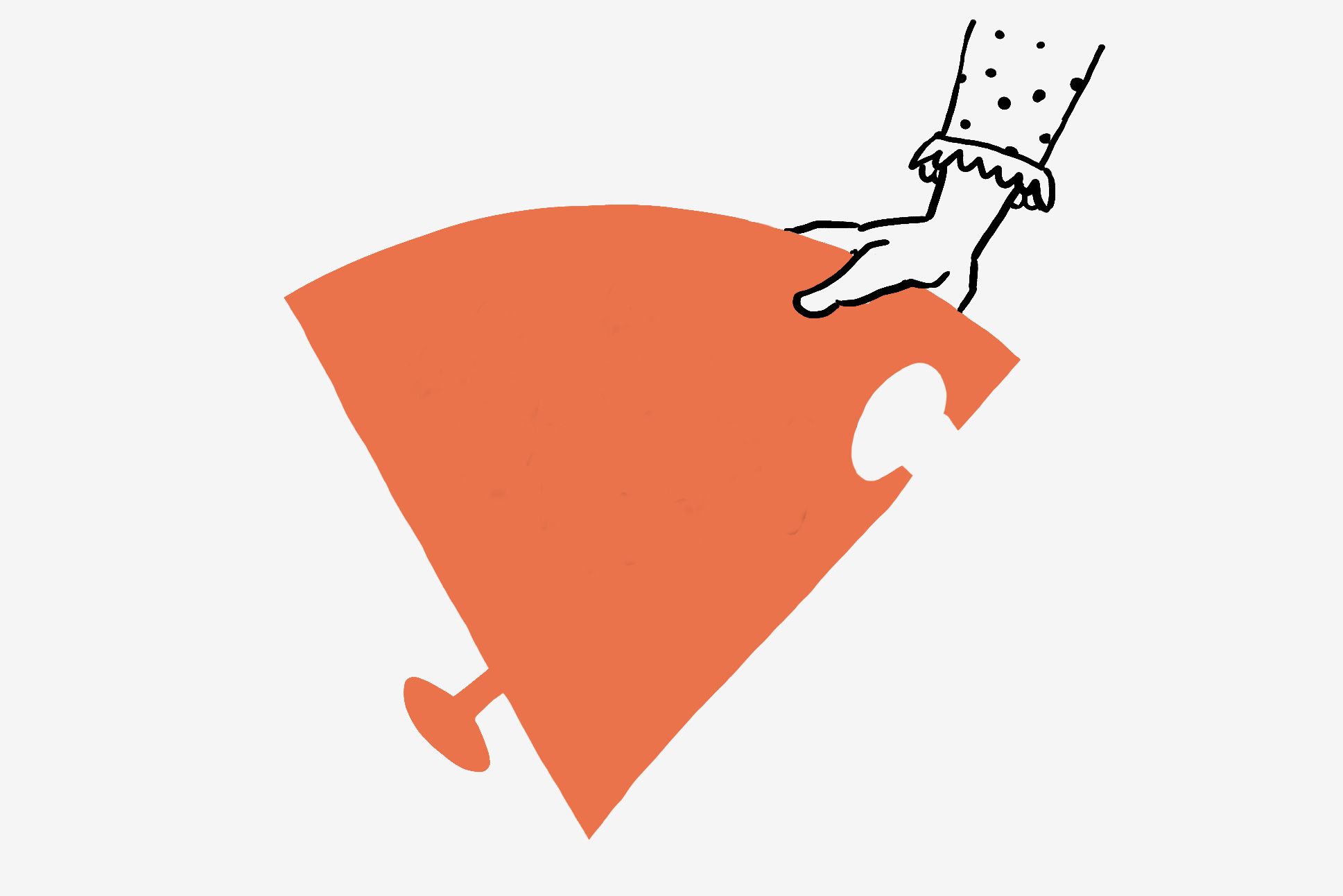 Drawn puzzle piece in orange
