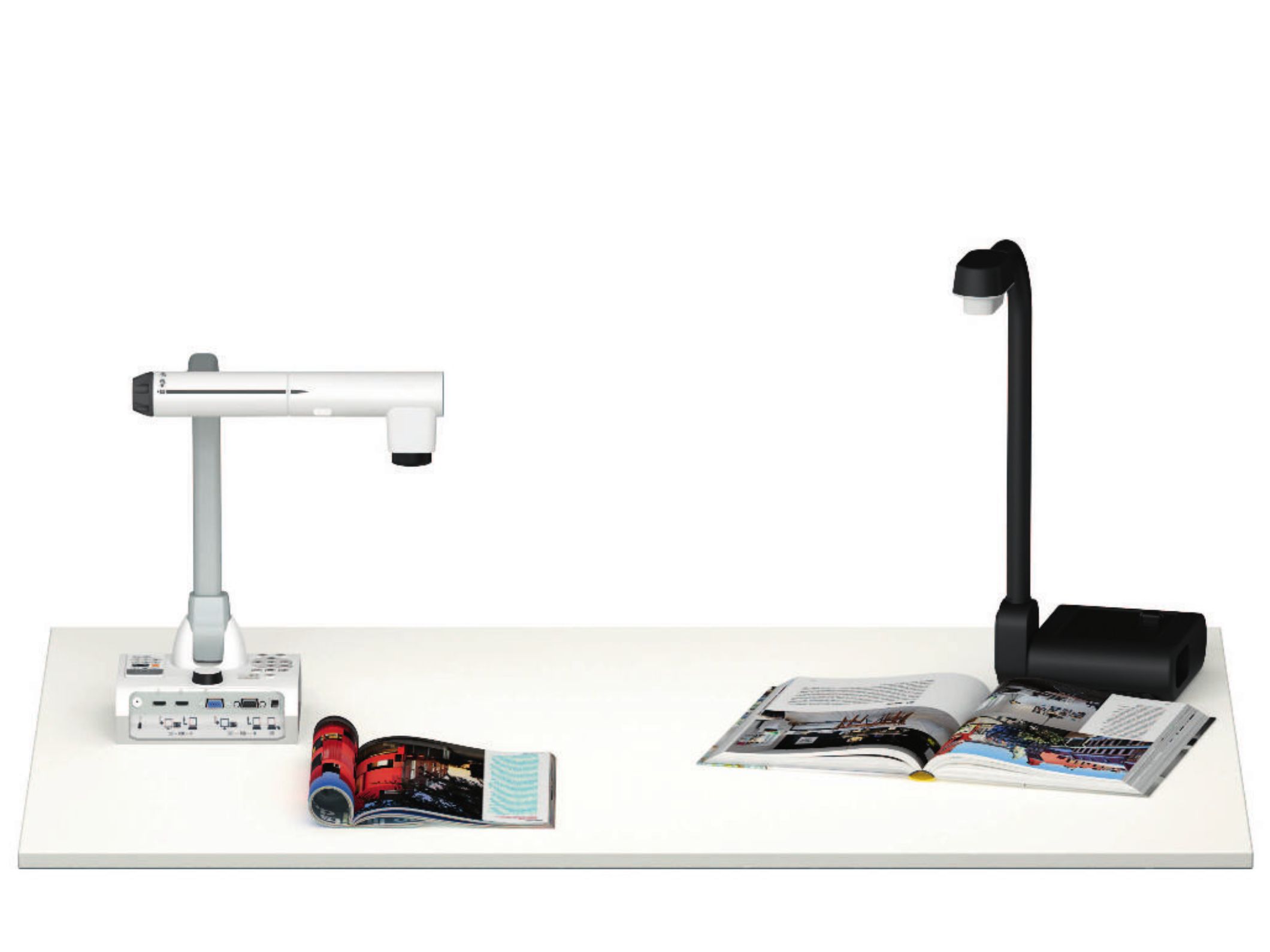 Two VS document cameras as accessories for interactive displays—for live presentation and digital sharing of content in the classroom