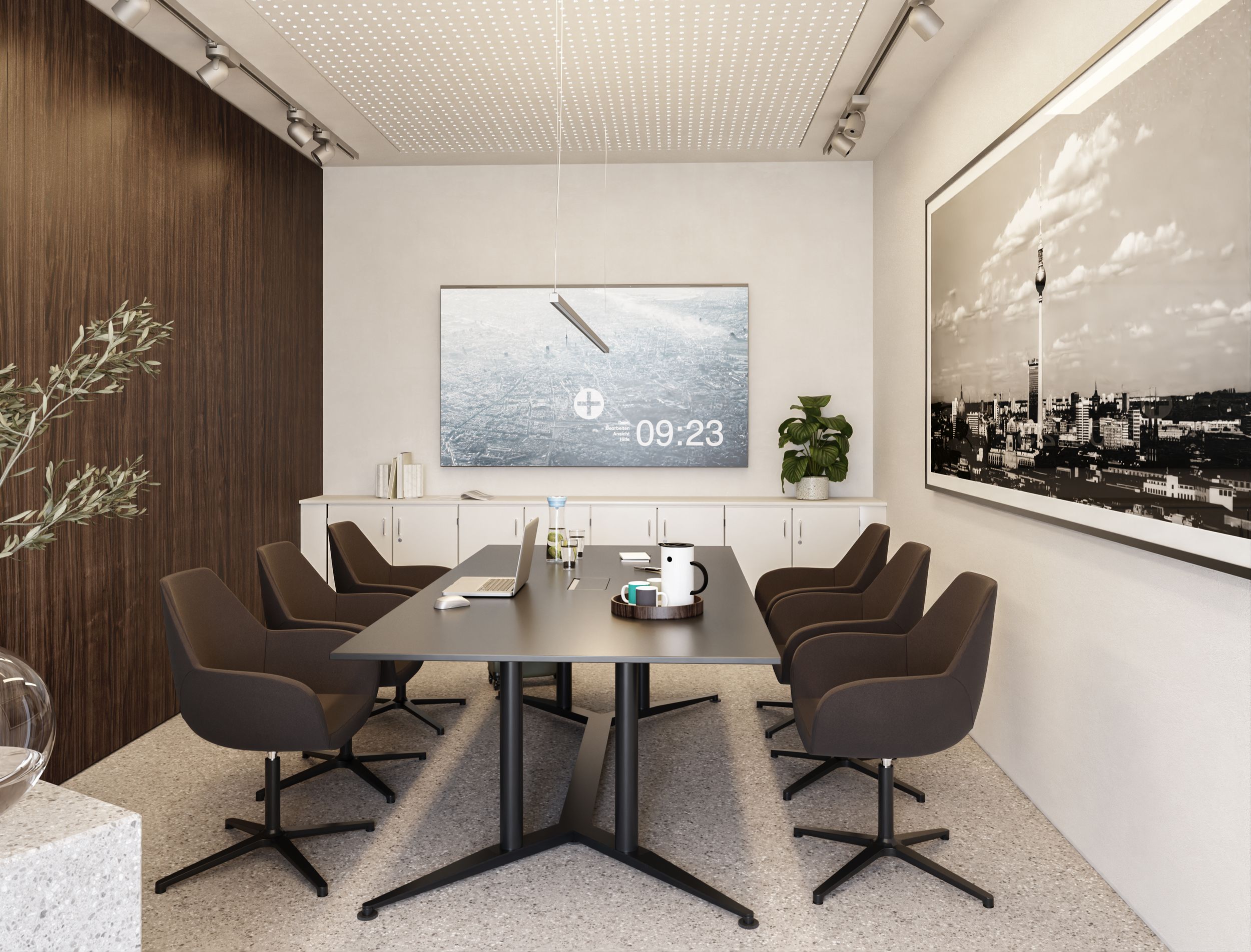 Classic meeting room with wall-mounted display