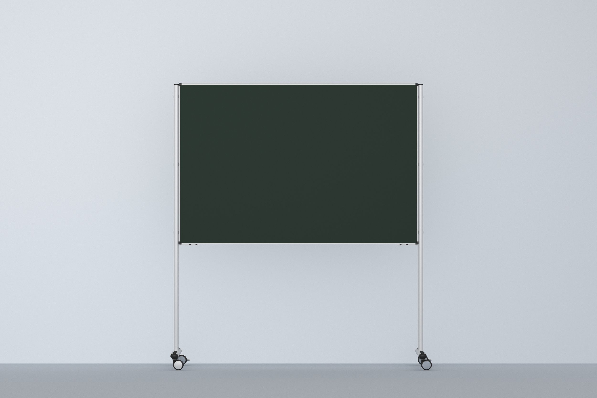 VS Mobile Partition on Casters with a Green Chalkboard Surface in an Aluminum Frame