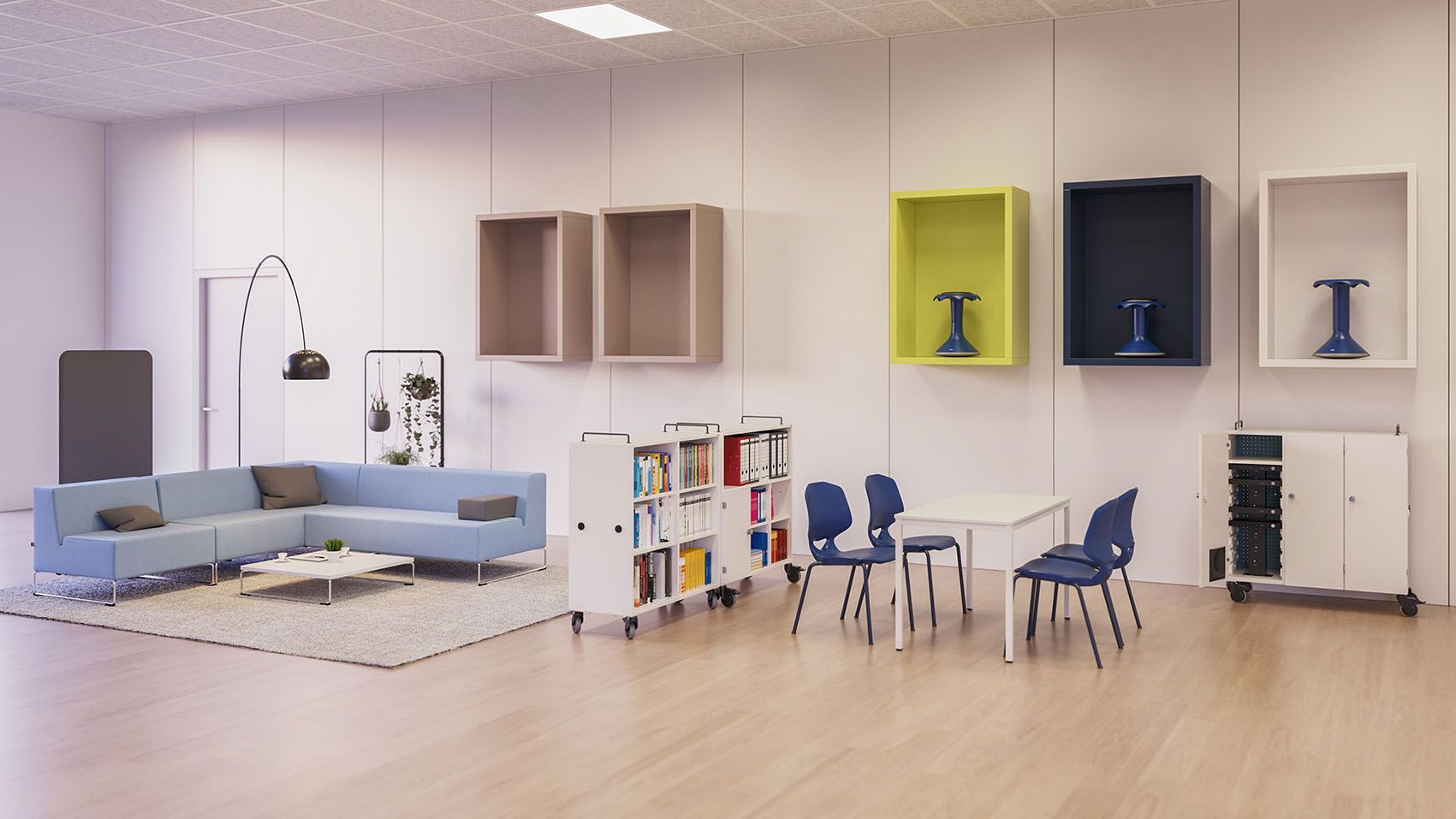 Various VS furniture in a room at the factory outlet of VS