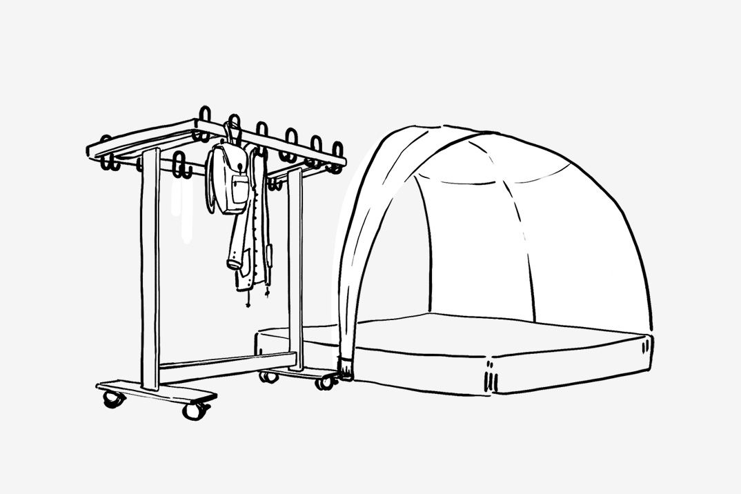 Illustration of wardrobe and tent element