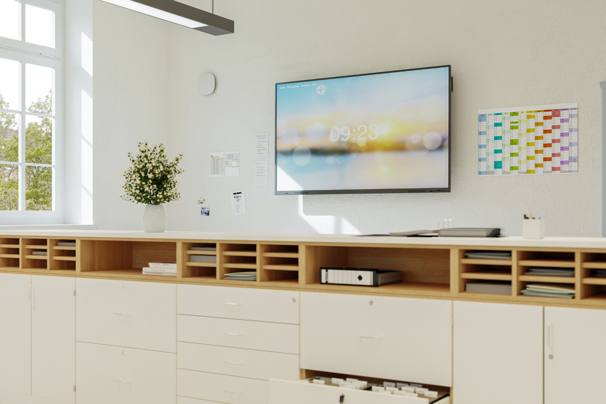 Serie 800 sideboard in white and beech decor