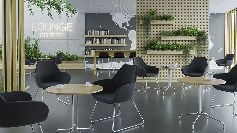 Black armchair Fan by VS in a cafeteria