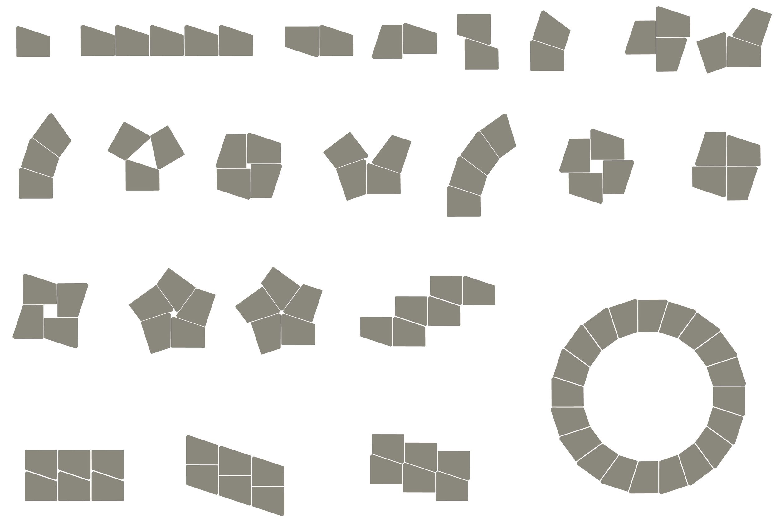 Suggestions for possible layouts of the asymmetric VS table Tano