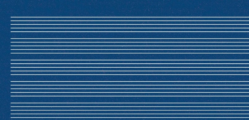 E107 blau Notenlinien. 