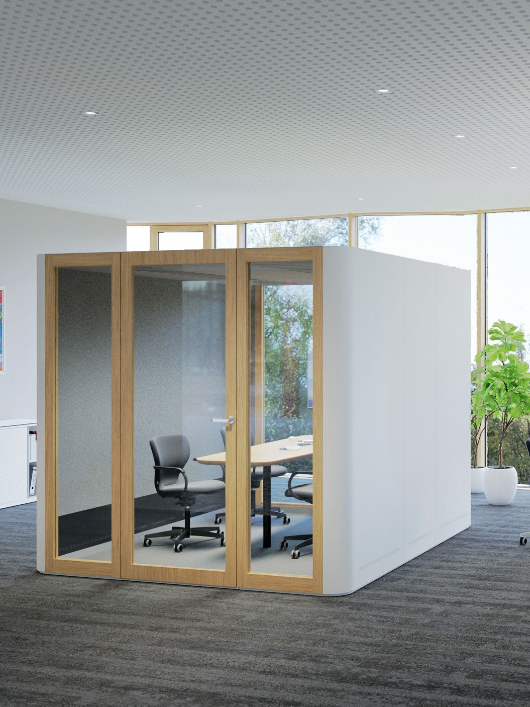 The Jetson soundproof meeting booth by VS in an office