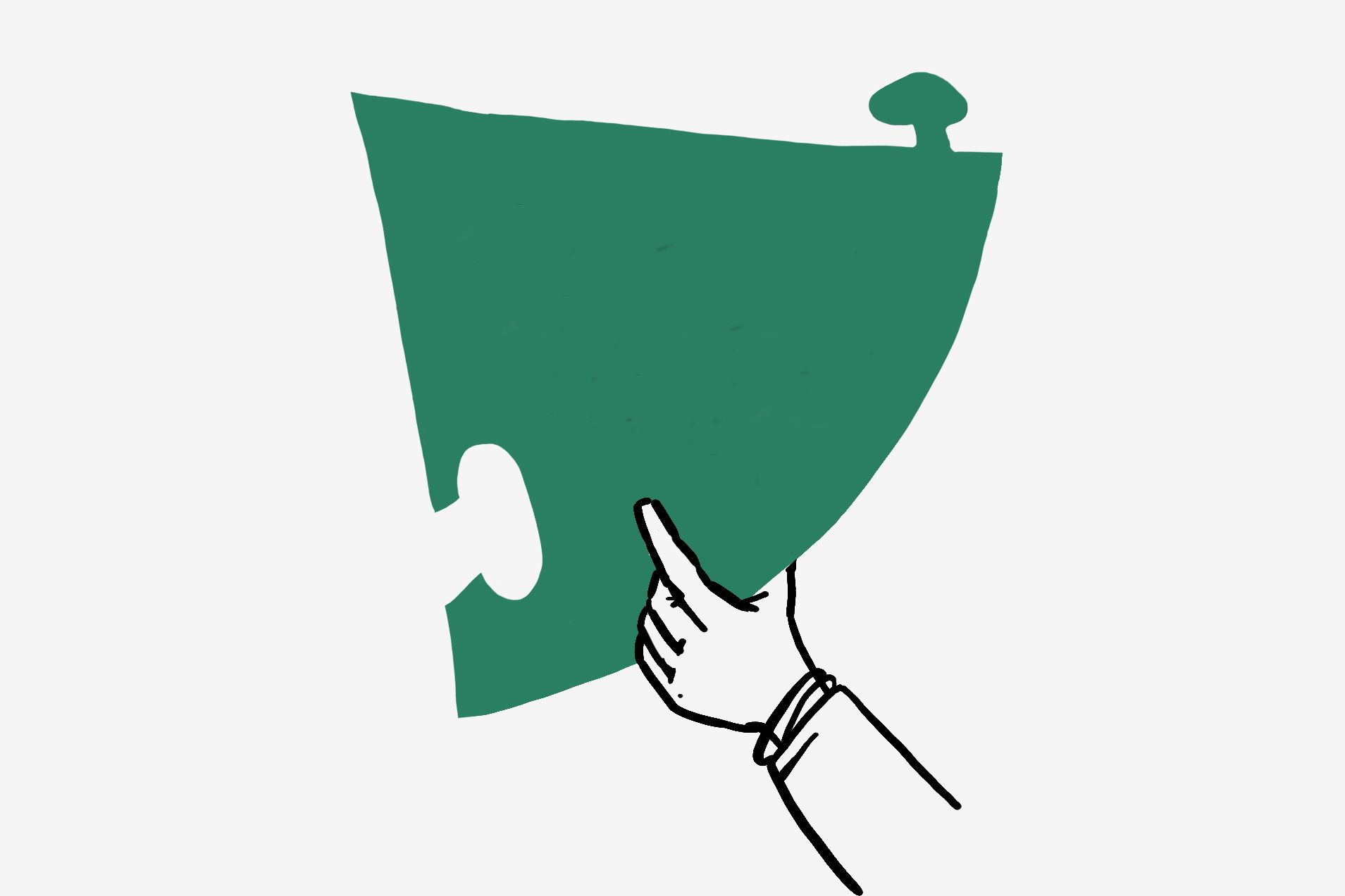 Drawn puzzle piece in forest green