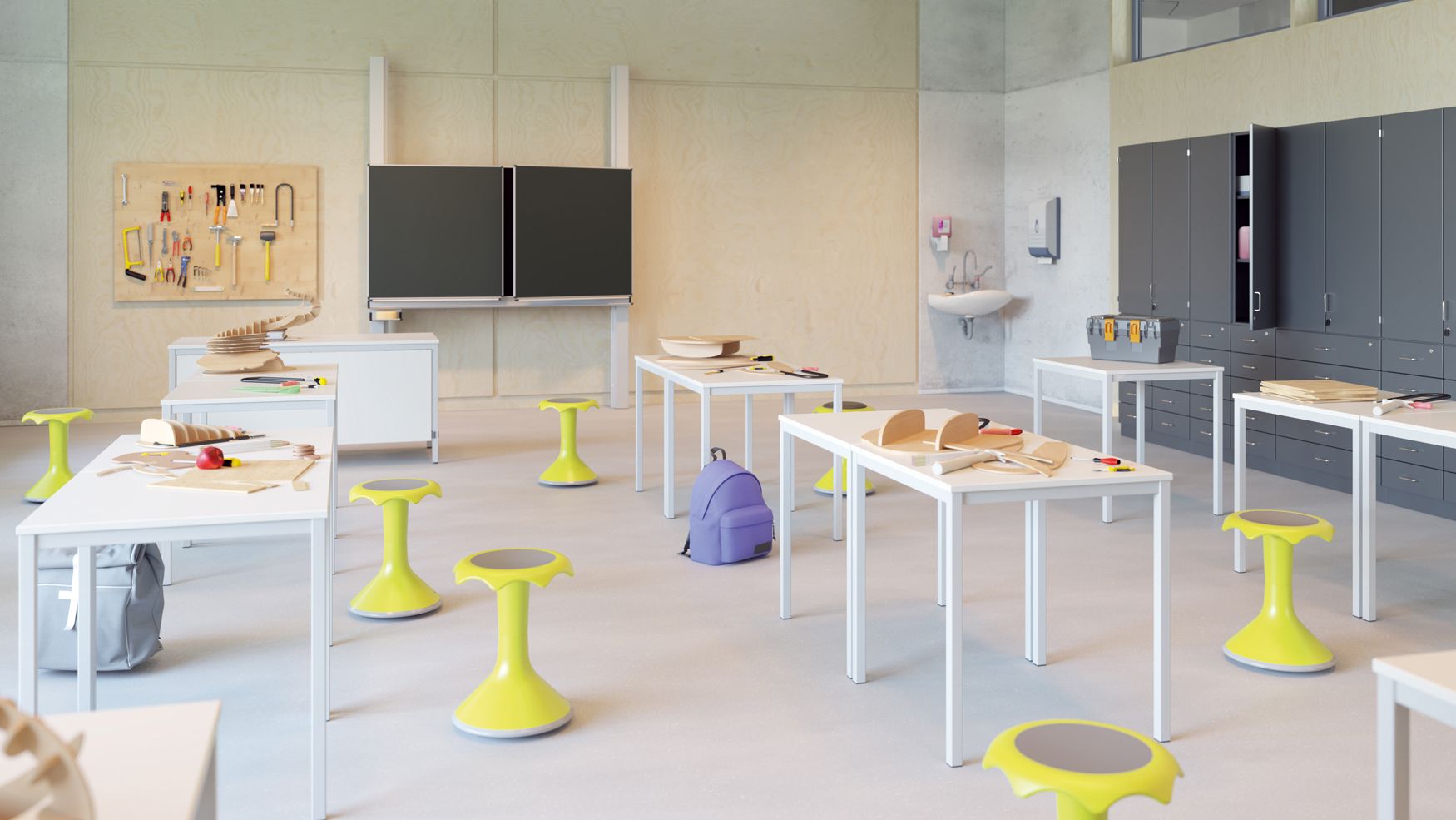 Classroom with Hokkis for craft lessons