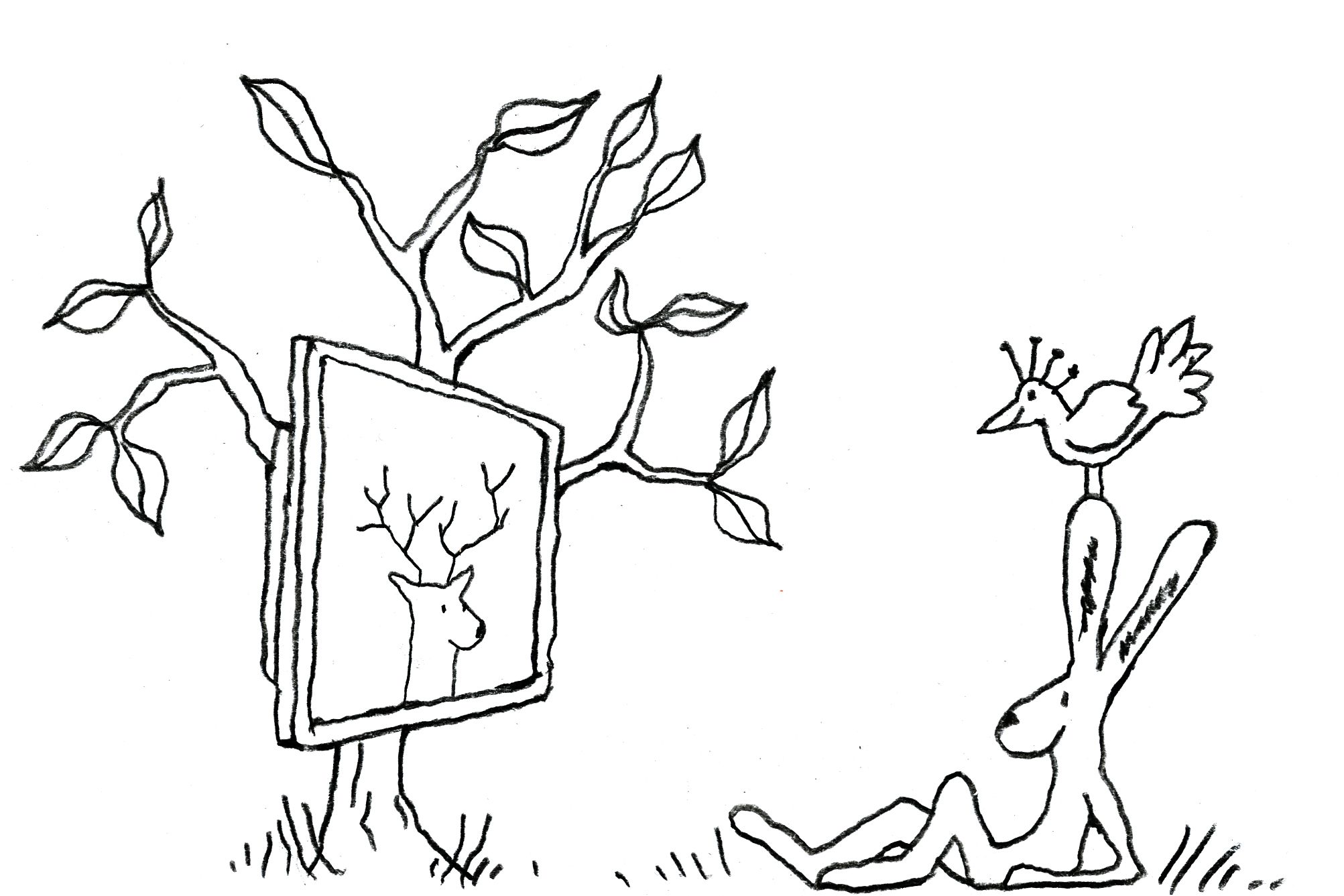 Illustration: A display featuring a deer motif grows out of a tree—symbolizing VS’s sustainable CTOUCH bundle as a holistic circular solution
