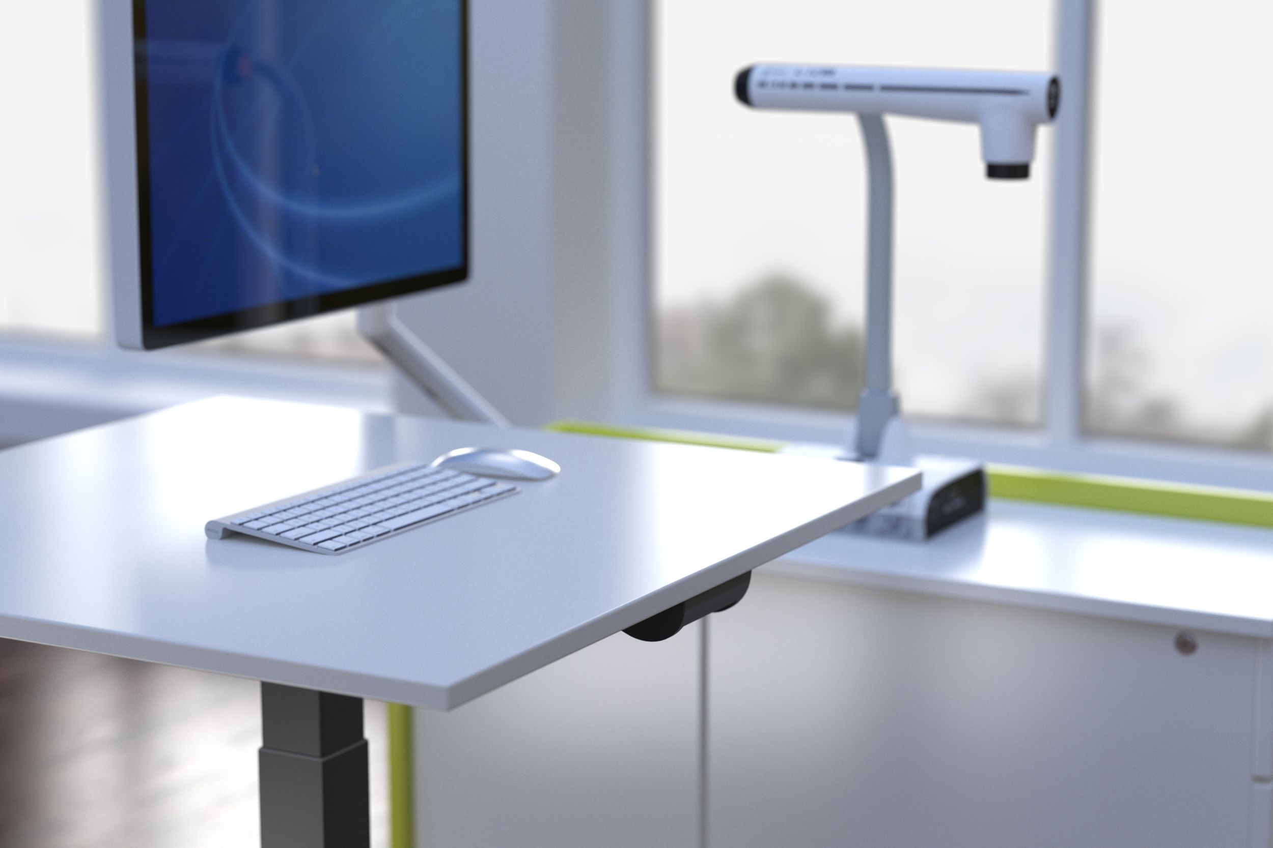 Rondo height-adjustable table for teachers and lecturers